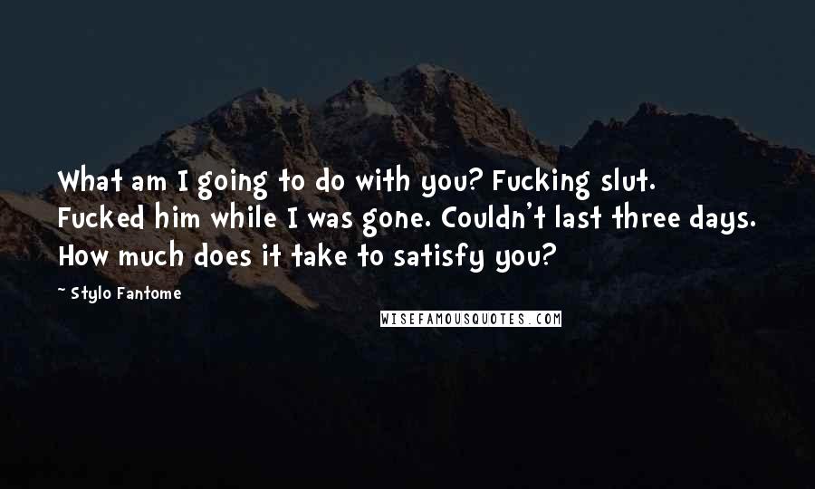 Stylo Fantome Quotes: What am I going to do with you? Fucking slut. Fucked him while I was gone. Couldn't last three days. How much does it take to satisfy you?