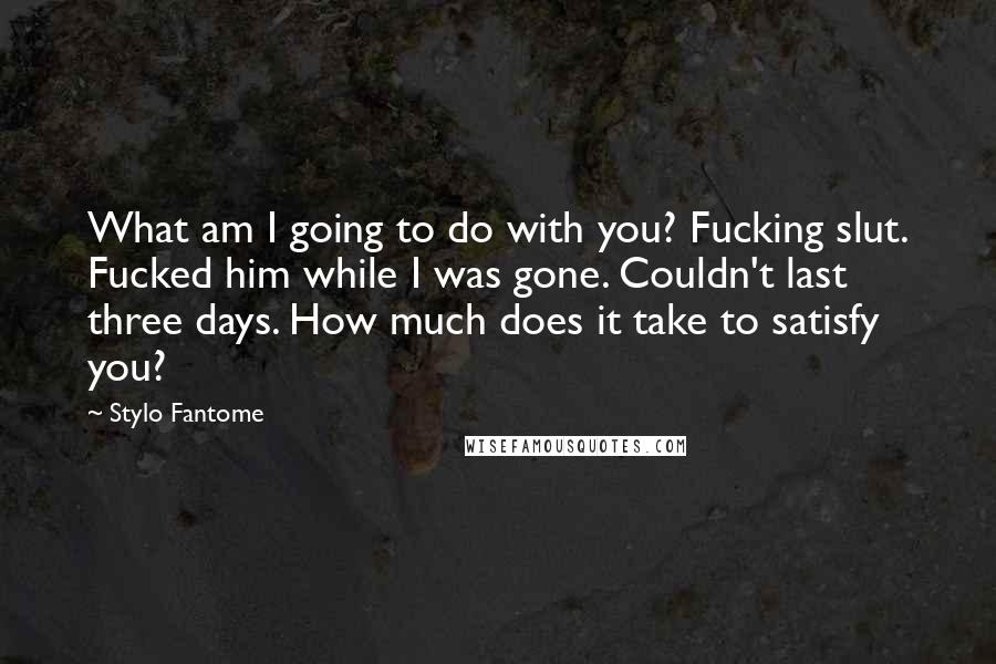 Stylo Fantome Quotes: What am I going to do with you? Fucking slut. Fucked him while I was gone. Couldn't last three days. How much does it take to satisfy you?