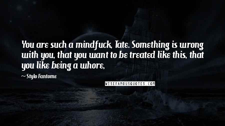 Stylo Fantome Quotes: You are such a mindfuck, Tate. Something is wrong with you, that you want to be treated like this, that you like being a whore,