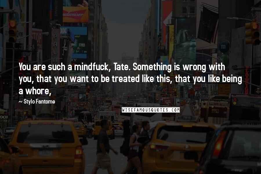 Stylo Fantome Quotes: You are such a mindfuck, Tate. Something is wrong with you, that you want to be treated like this, that you like being a whore,