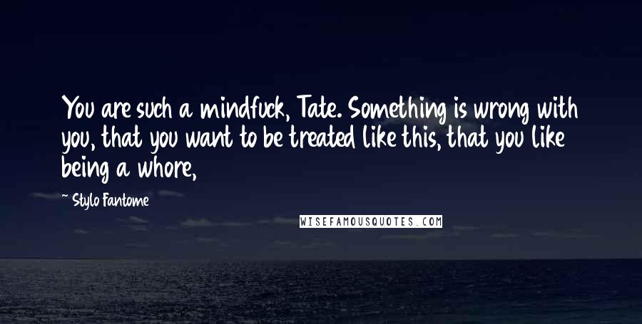 Stylo Fantome Quotes: You are such a mindfuck, Tate. Something is wrong with you, that you want to be treated like this, that you like being a whore,