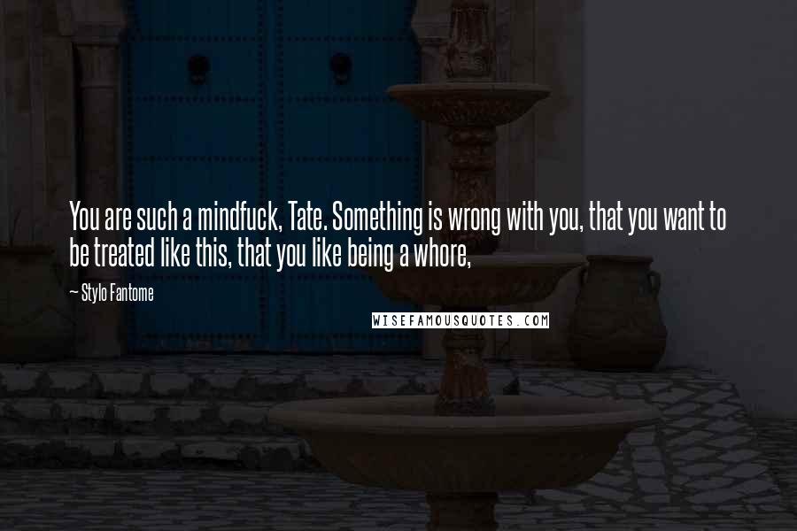 Stylo Fantome Quotes: You are such a mindfuck, Tate. Something is wrong with you, that you want to be treated like this, that you like being a whore,