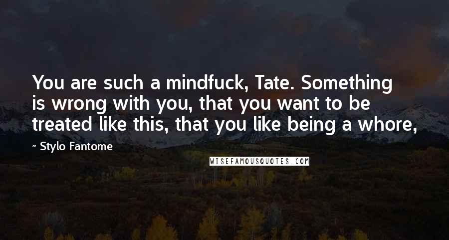 Stylo Fantome Quotes: You are such a mindfuck, Tate. Something is wrong with you, that you want to be treated like this, that you like being a whore,