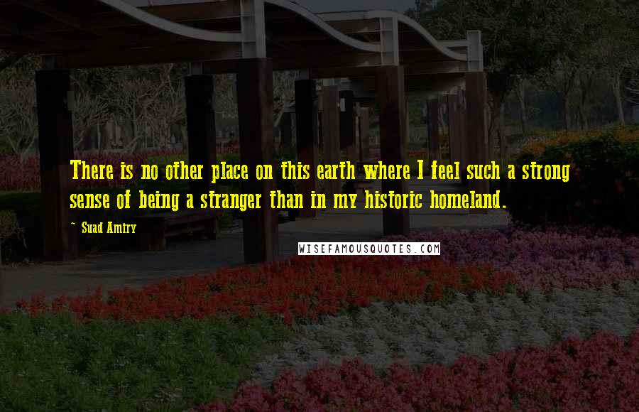 Suad Amiry Quotes: There is no other place on this earth where I feel such a strong sense of being a stranger than in my historic homeland.