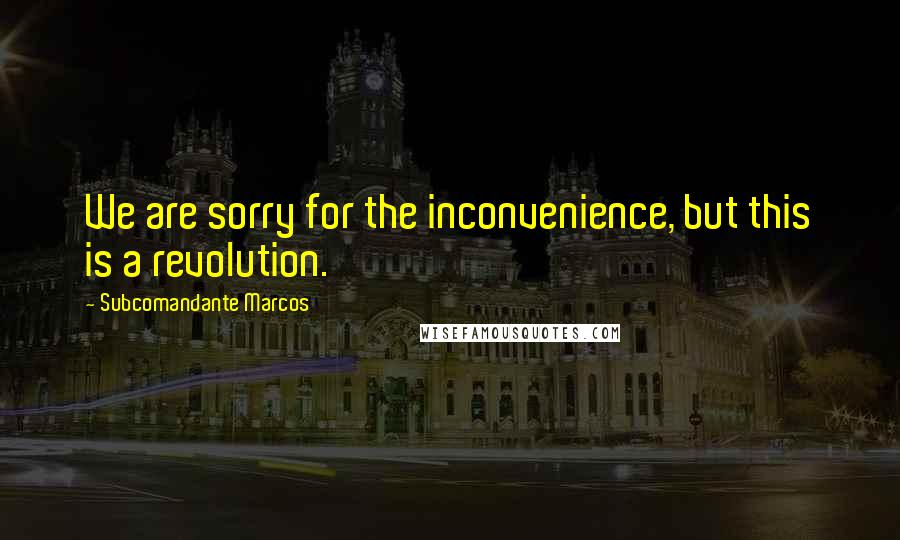 Subcomandante Marcos Quotes: We are sorry for the inconvenience, but this is a revolution.