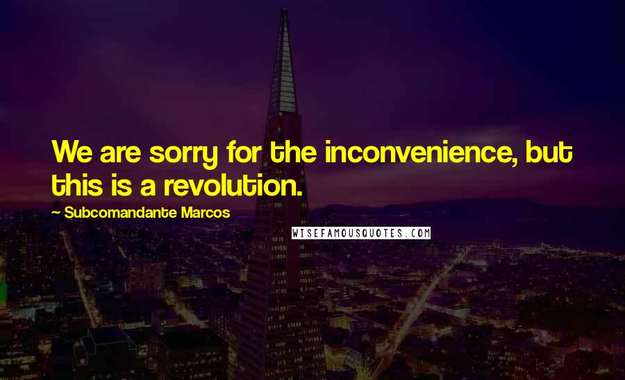 Subcomandante Marcos Quotes: We are sorry for the inconvenience, but this is a revolution.