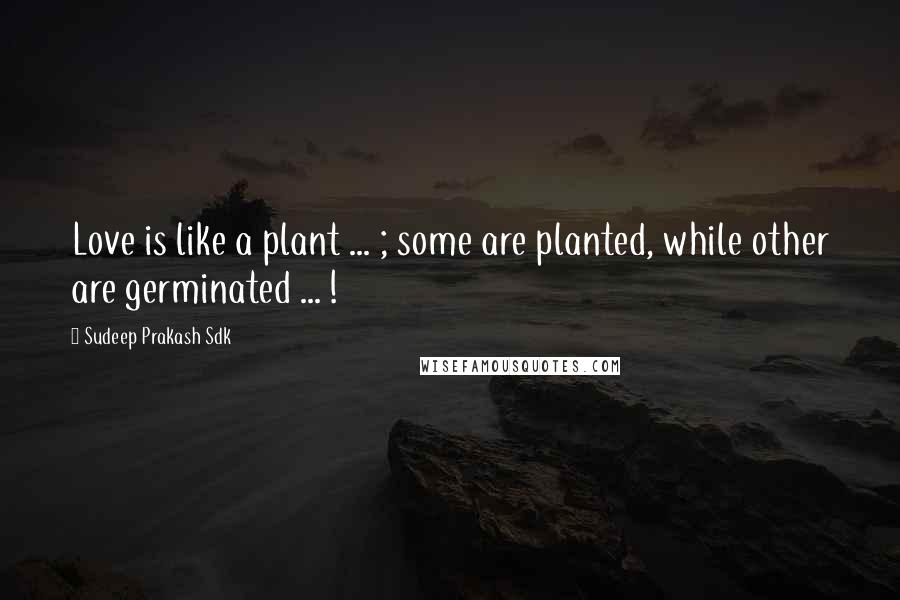 Sudeep Prakash Sdk Quotes: Love is like a plant ... ; some are planted, while other are germinated ... !