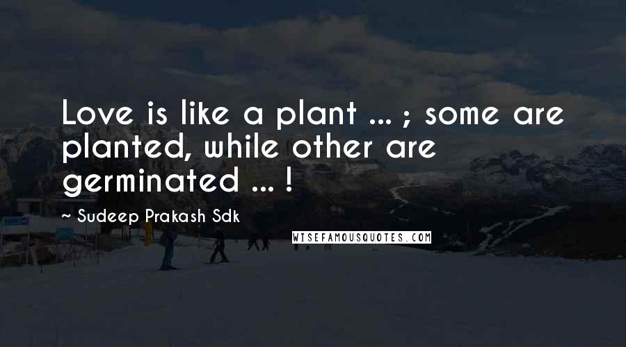 Sudeep Prakash Sdk Quotes: Love is like a plant ... ; some are planted, while other are germinated ... !