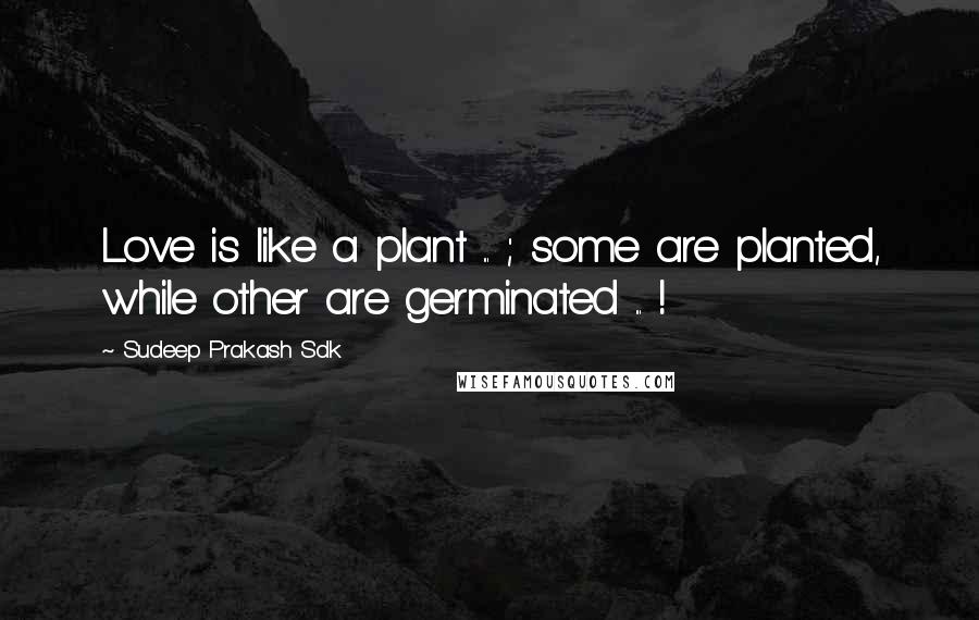 Sudeep Prakash Sdk Quotes: Love is like a plant ... ; some are planted, while other are germinated ... !