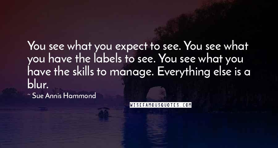 Sue Annis Hammond Quotes: You see what you expect to see. You see what you have the labels to see. You see what you have the skills to manage. Everything else is a blur.