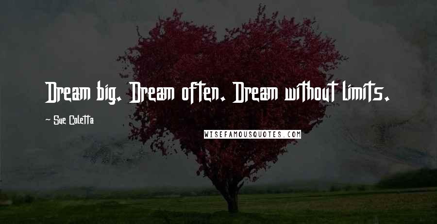 Sue Coletta Quotes: Dream big. Dream often. Dream without limits.