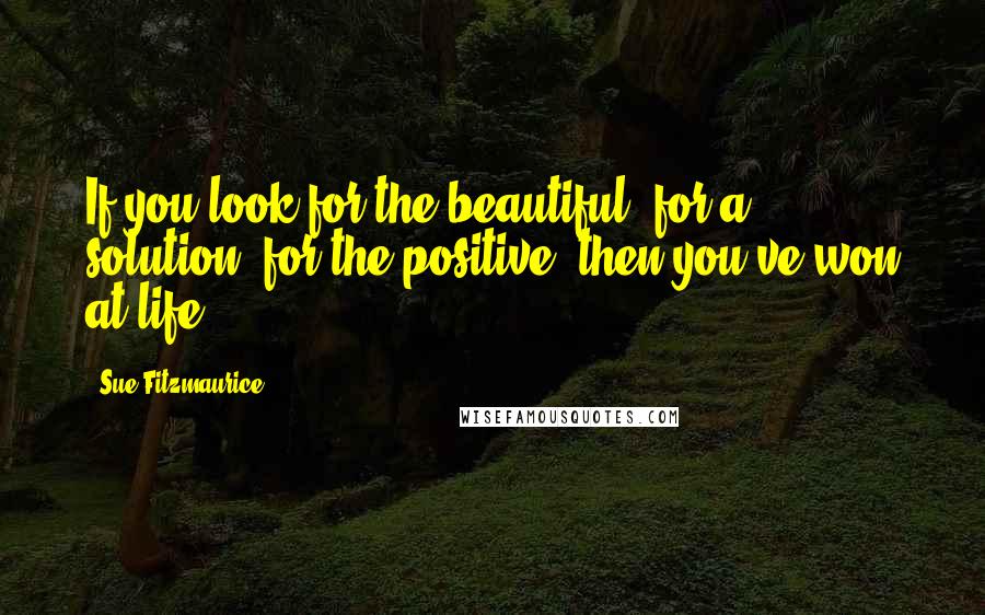 Sue Fitzmaurice Quotes: If you look for the beautiful, for a solution, for the positive, then you've won at life.