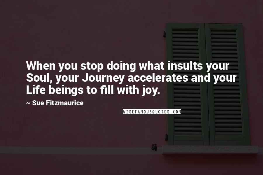 Sue Fitzmaurice Quotes: When you stop doing what insults your Soul, your Journey accelerates and your Life beings to fill with joy.