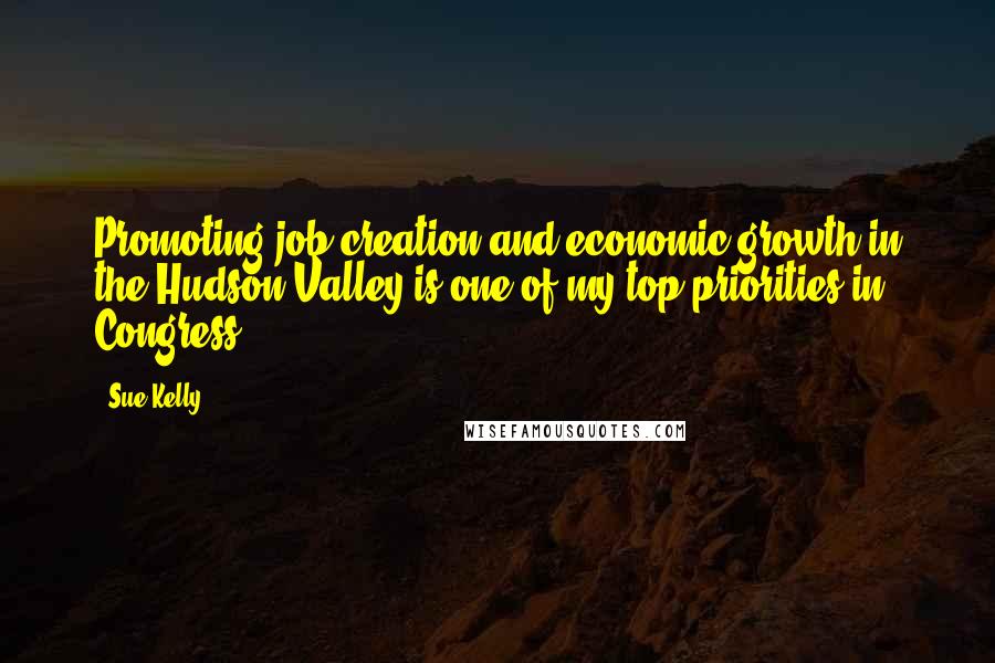 Sue Kelly Quotes: Promoting job creation and economic growth in the Hudson Valley is one of my top priorities in Congress.