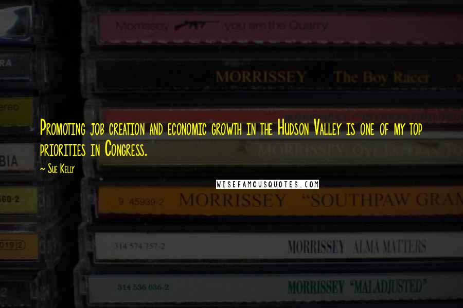 Sue Kelly Quotes: Promoting job creation and economic growth in the Hudson Valley is one of my top priorities in Congress.