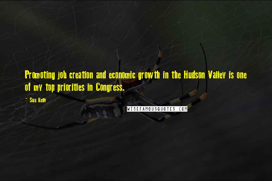 Sue Kelly Quotes: Promoting job creation and economic growth in the Hudson Valley is one of my top priorities in Congress.