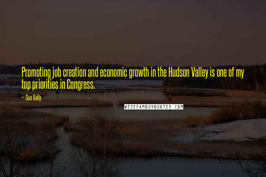 Sue Kelly Quotes: Promoting job creation and economic growth in the Hudson Valley is one of my top priorities in Congress.