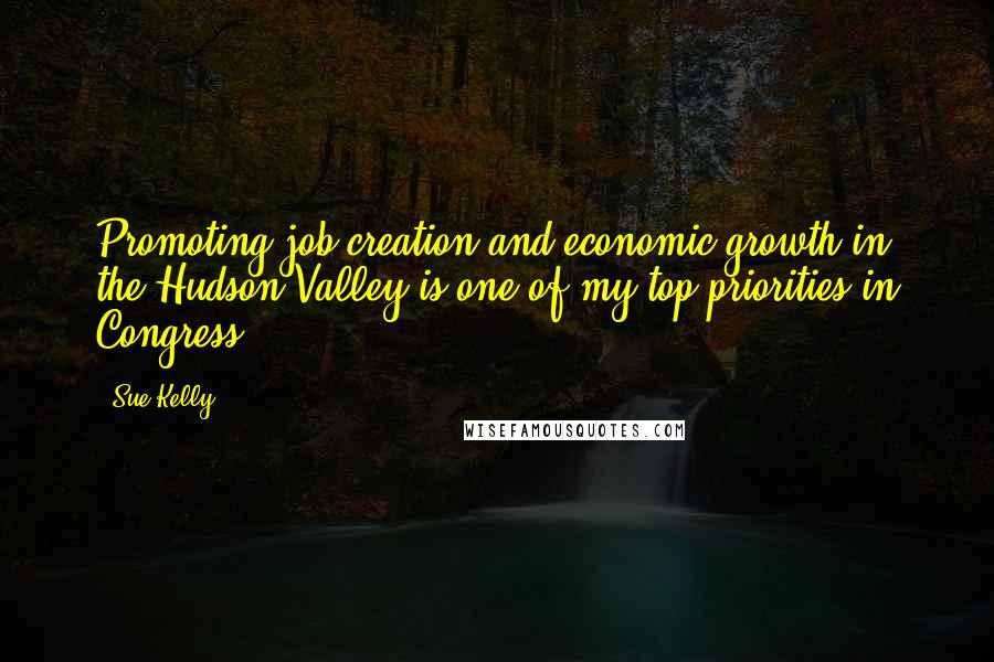 Sue Kelly Quotes: Promoting job creation and economic growth in the Hudson Valley is one of my top priorities in Congress.