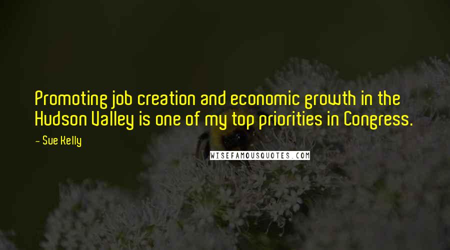 Sue Kelly Quotes: Promoting job creation and economic growth in the Hudson Valley is one of my top priorities in Congress.