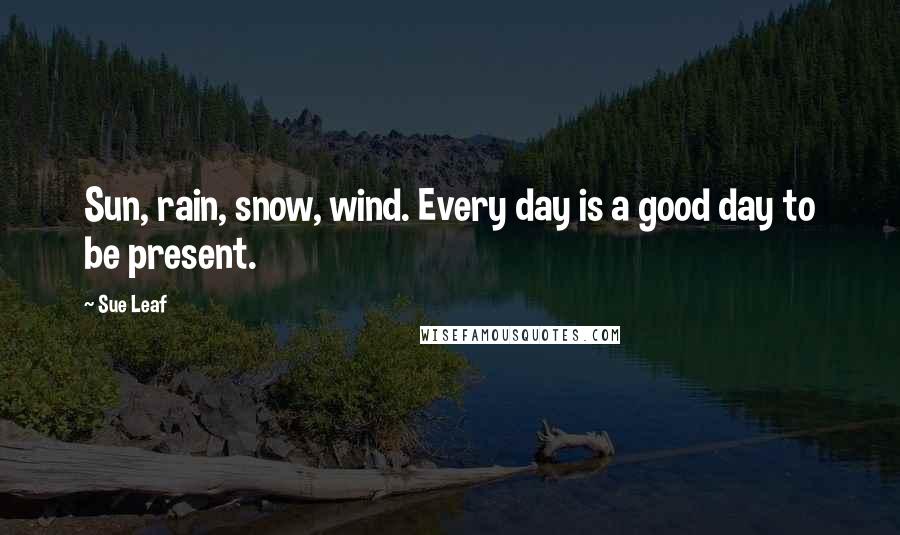 Sue Leaf Quotes: Sun, rain, snow, wind. Every day is a good day to be present.