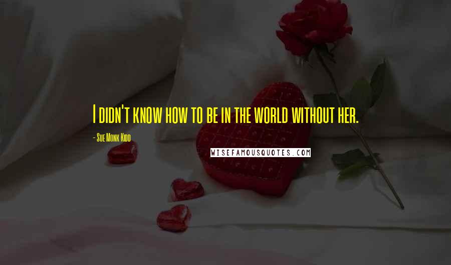 Sue Monk Kidd Quotes: I didn't know how to be in the world without her.