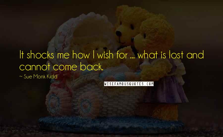 Sue Monk Kidd Quotes: It shocks me how I wish for ... what is lost and cannot come back.