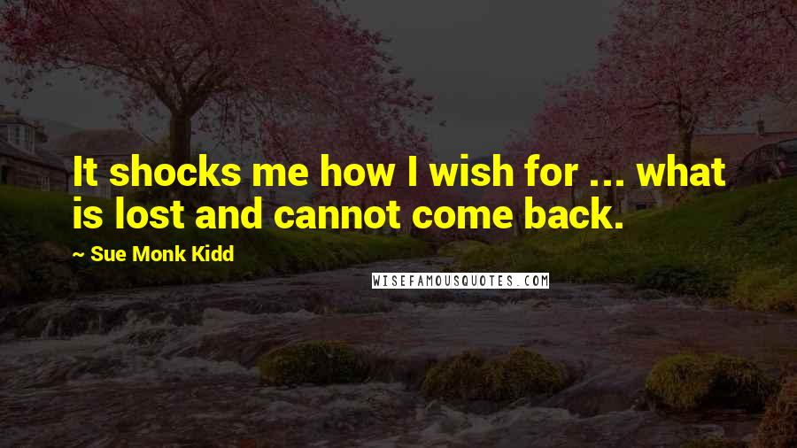 Sue Monk Kidd Quotes: It shocks me how I wish for ... what is lost and cannot come back.