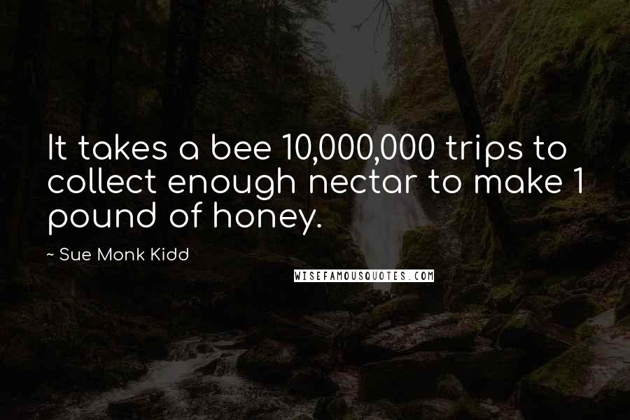 Sue Monk Kidd Quotes: It takes a bee 10,000,000 trips to collect enough nectar to make 1 pound of honey.