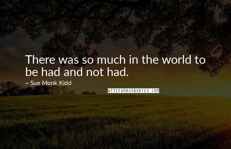 Sue Monk Kidd Quotes: There was so much in the world to be had and not had.