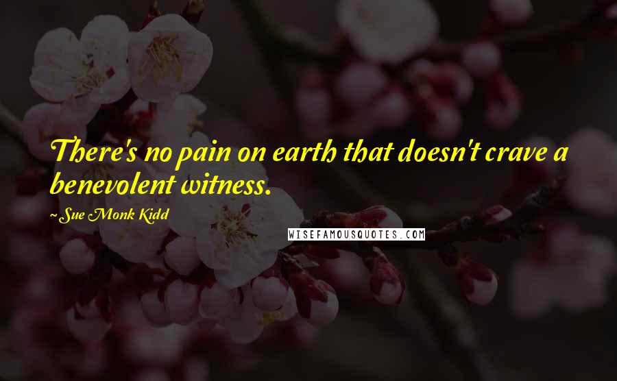Sue Monk Kidd Quotes: There's no pain on earth that doesn't crave a benevolent witness.