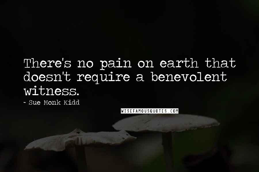 Sue Monk Kidd Quotes: There's no pain on earth that doesn't require a benevolent witness.