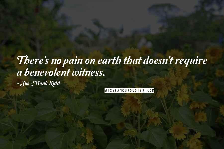 Sue Monk Kidd Quotes: There's no pain on earth that doesn't require a benevolent witness.