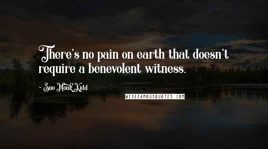 Sue Monk Kidd Quotes: There's no pain on earth that doesn't require a benevolent witness.