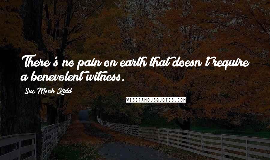 Sue Monk Kidd Quotes: There's no pain on earth that doesn't require a benevolent witness.