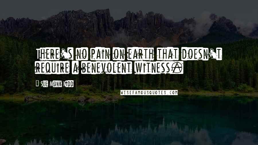 Sue Monk Kidd Quotes: There's no pain on earth that doesn't require a benevolent witness.