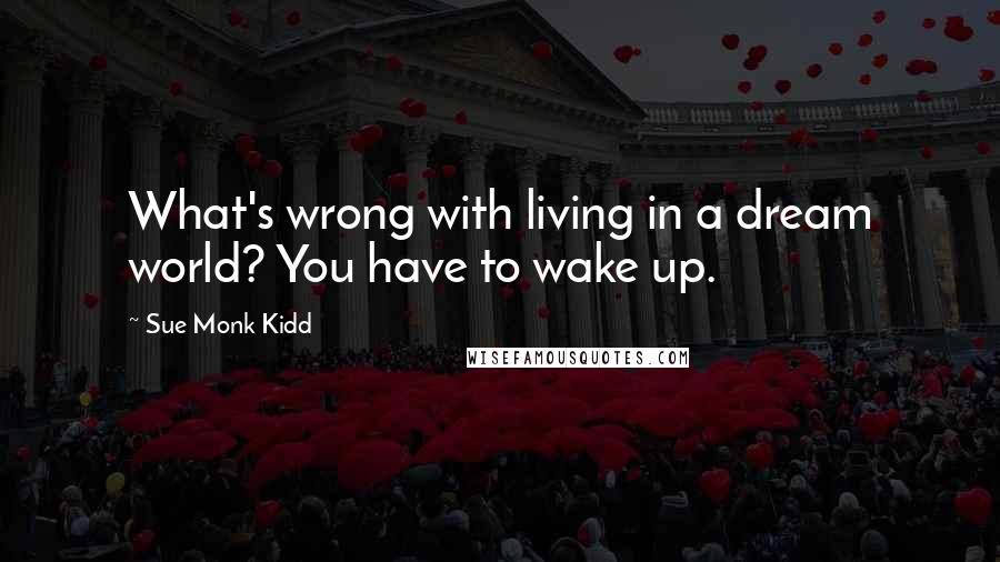 Sue Monk Kidd Quotes: What's wrong with living in a dream world? You have to wake up.