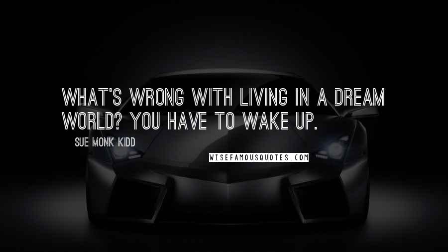 Sue Monk Kidd Quotes: What's wrong with living in a dream world? You have to wake up.