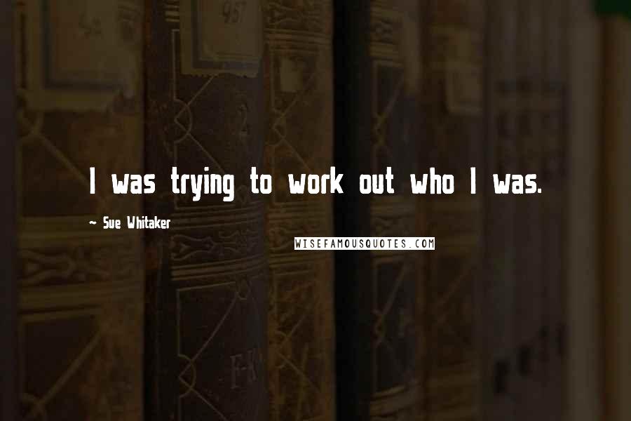 Sue Whitaker Quotes: I was trying to work out who I was.