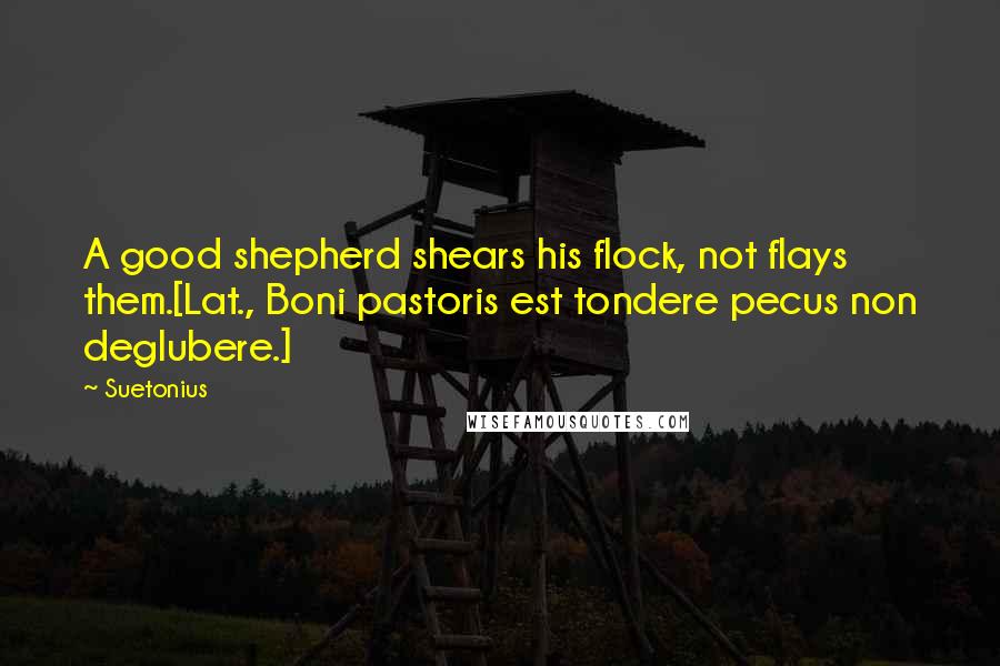 Suetonius Quotes: A good shepherd shears his flock, not flays them.[Lat., Boni pastoris est tondere pecus non deglubere.]