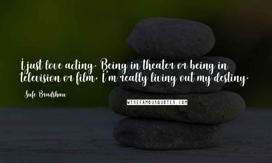 Sufe Bradshaw Quotes: I just love acting. Being in theater or being in television or film, I'm really living out my destiny.