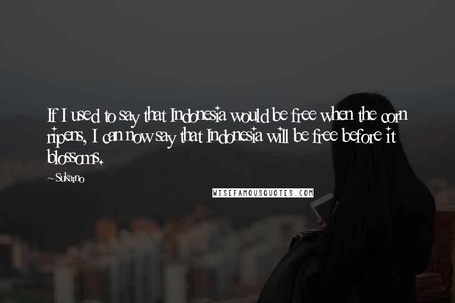 Sukarno Quotes: If I used to say that Indonesia would be free when the corn ripens, I can now say that Indonesia will be free before it blossoms.