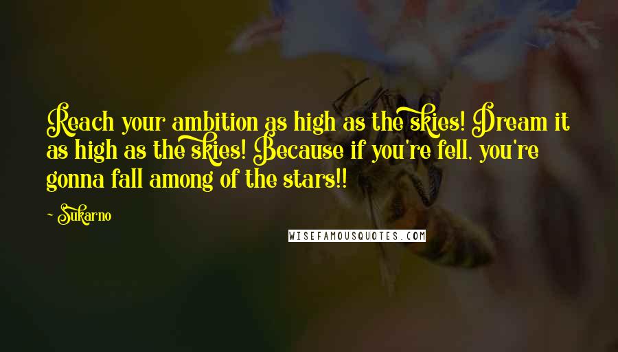 Sukarno Quotes: Reach your ambition as high as the skies! Dream it as high as the skies! Because if you're fell, you're gonna fall among of the stars!!