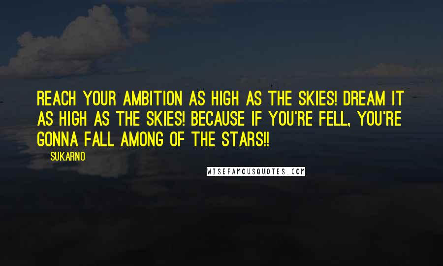 Sukarno Quotes: Reach your ambition as high as the skies! Dream it as high as the skies! Because if you're fell, you're gonna fall among of the stars!!