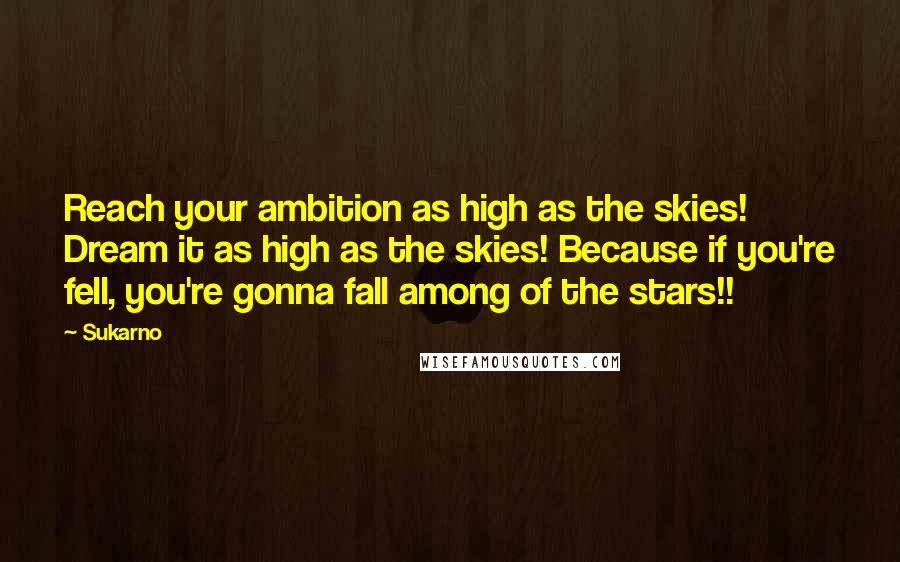 Sukarno Quotes: Reach your ambition as high as the skies! Dream it as high as the skies! Because if you're fell, you're gonna fall among of the stars!!