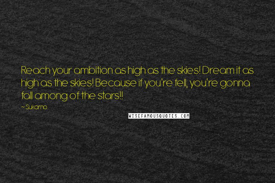 Sukarno Quotes: Reach your ambition as high as the skies! Dream it as high as the skies! Because if you're fell, you're gonna fall among of the stars!!