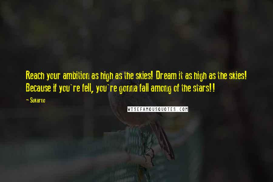 Sukarno Quotes: Reach your ambition as high as the skies! Dream it as high as the skies! Because if you're fell, you're gonna fall among of the stars!!