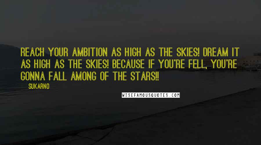 Sukarno Quotes: Reach your ambition as high as the skies! Dream it as high as the skies! Because if you're fell, you're gonna fall among of the stars!!