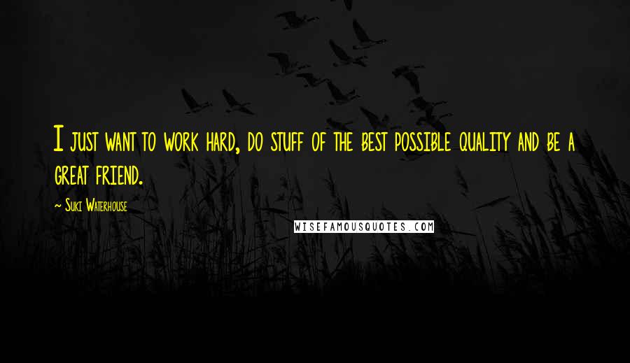 Suki Waterhouse Quotes: I just want to work hard, do stuff of the best possible quality and be a great friend.