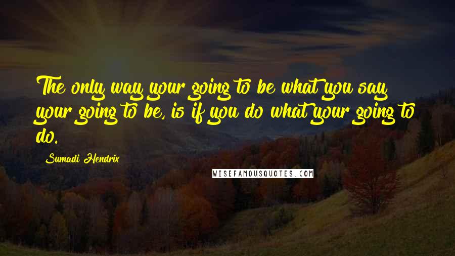 Sumadi Hendrix Quotes: The only way your going to be what you say your going to be, is if you do what your going to do.