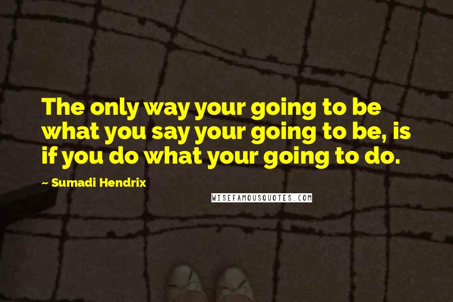 Sumadi Hendrix Quotes: The only way your going to be what you say your going to be, is if you do what your going to do.